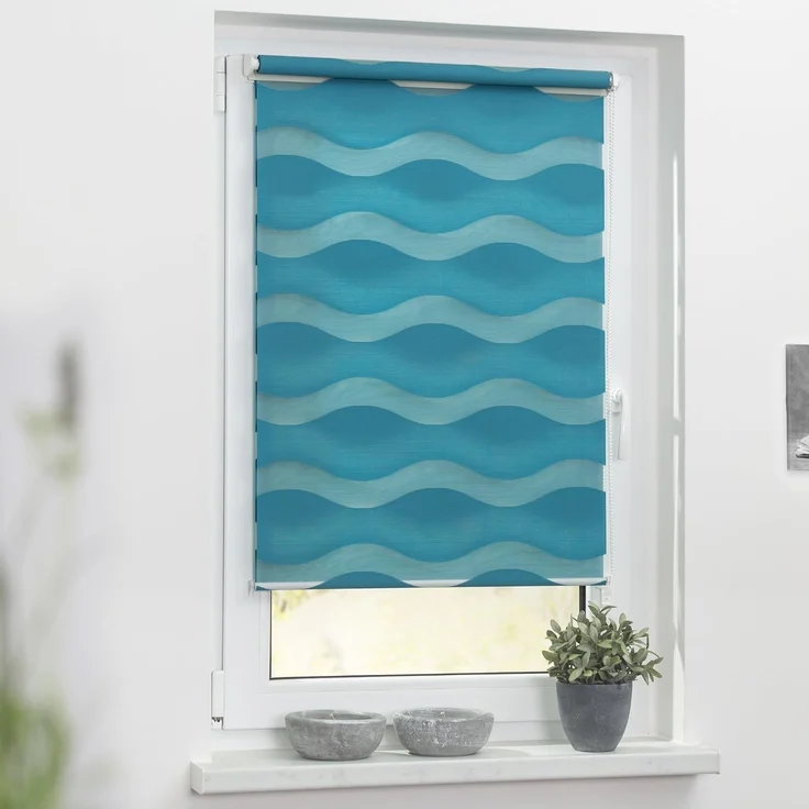 Lichtblick Sonnenschutzsysteme GmbH Doppelrollo Stockholm 100 cm x 150 cm (BxL) Petrol Duo Rollo in extravagantem Stil; Klemm- und schraubbar; Lichtdurchlässig und blickdicht – Bild 5
