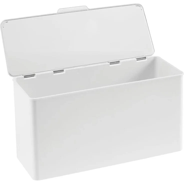 Ordnungsbox Plastikbox + Deckel Organizer mDesign stapelbar weiß/transparent – Bild 1