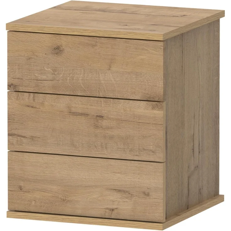 Muebles Pitarch | Nachttisch 3 Schubladen mit Metallführungen, Gold Eiche, 48,5 x 41 x 40 cm (Höhe x Breite x Tiefe), Kleine Kommode, Modern, Modell Dana – Bild 1