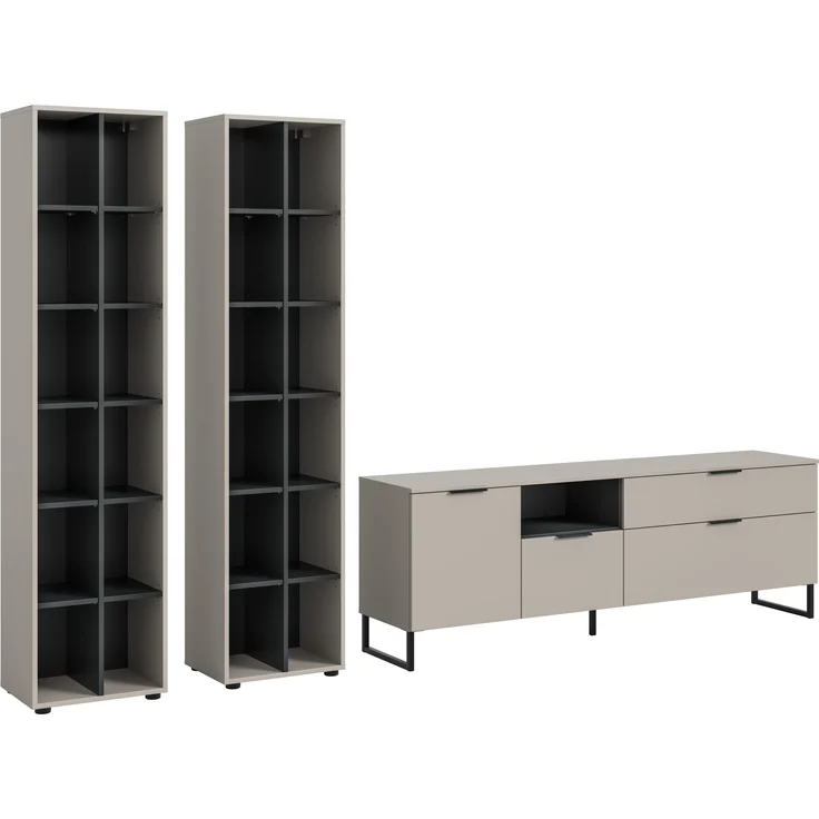 Wohnwand >Noida< in kaschmir - 305x192x41cm (BxHxT) – Bild 1