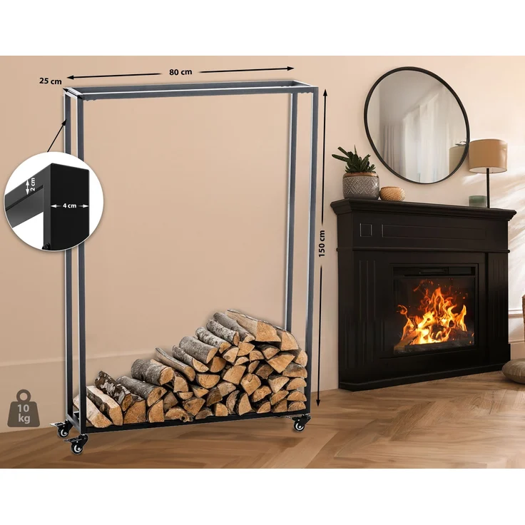 CLP Kaminholzständer Hetta,schwarz 25x80x150 cm – Bild 3