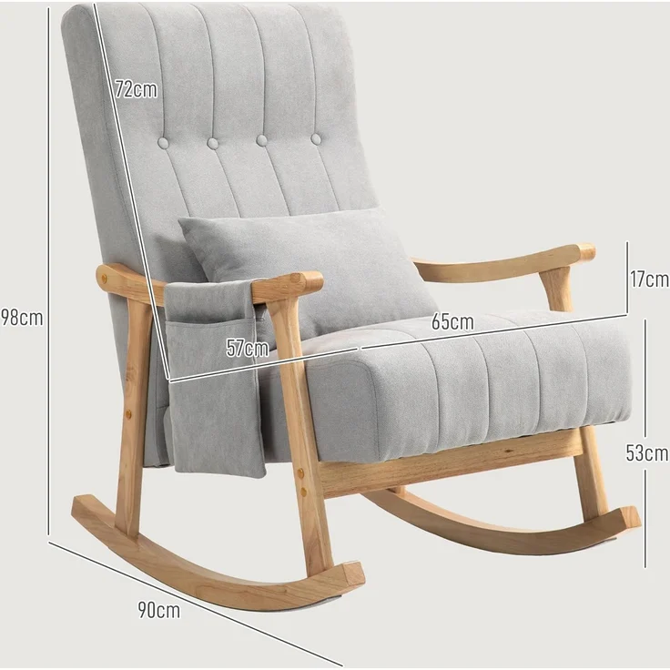 HOMCOM Schaukelstuhl (Relaxsessel, 1 St), für Wohnzimmer, Schlafzimmer, Grau – Bild 3