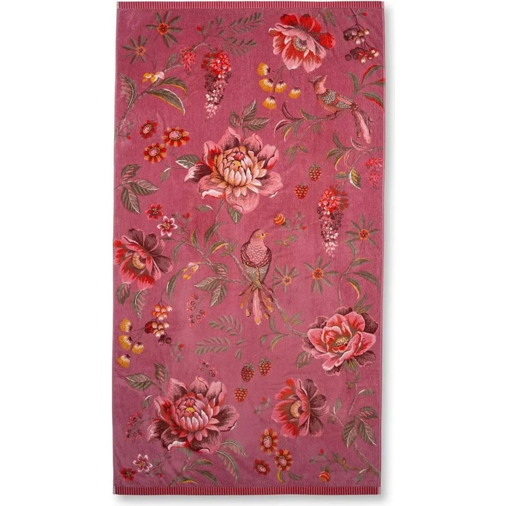 PIP Studio Family Strandtuch Liegetuch 100x180 Secret Garden Pink Blumen Vögel – Bild 1