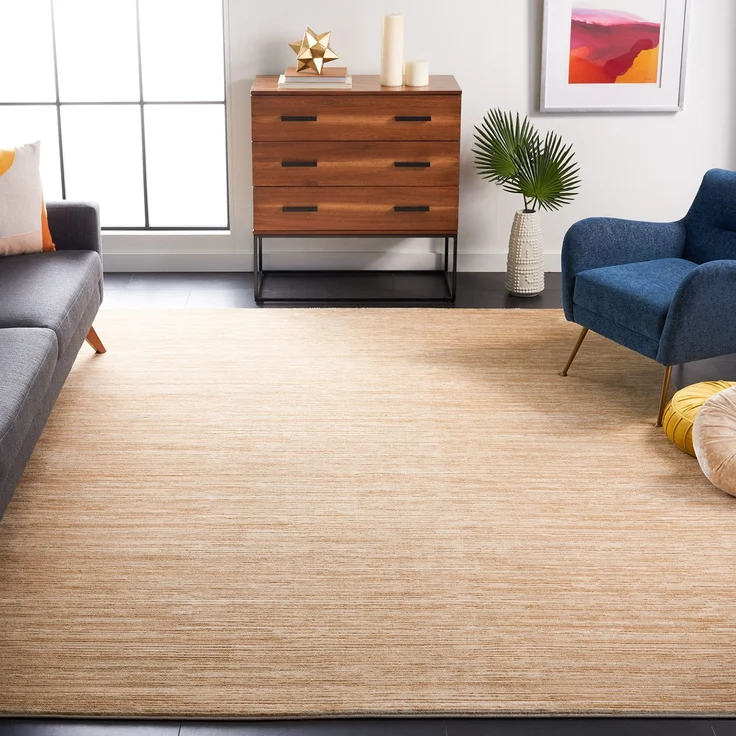 SAFAVIEH Modern Teppich für Wohnzimmer, Esszimmer, Schlafzimmer - Vision Collection, Kurzer Flor, Beige, 244 X 305 cm