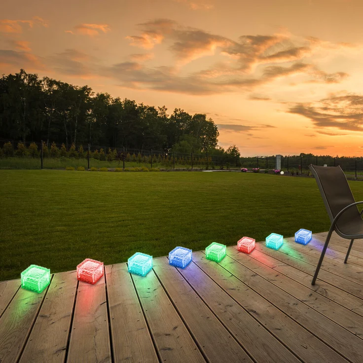 4er Set RGB LED Solarleuchte, Eiswürfel Design, H 5,4 cm – Bild 7