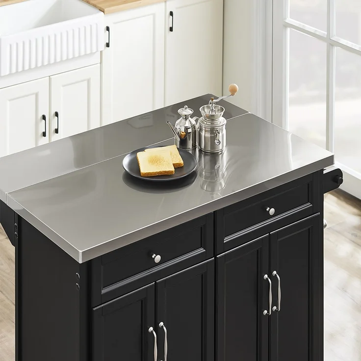 SoBuy FKW71-II-SCH Kücheninsel, MDF, Hochglanz, Schwarz, 130 x 91 x 71 cm – Bild 10