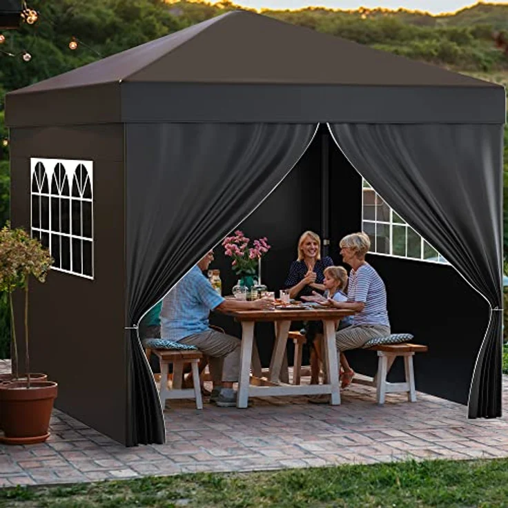 YITAHOME 3X3M Outdoor Pop Up-Pavillon mit Seite Faltpavillon, Wasserdichter Faltbarer Gartenpavillon Für Alle Jahreszeiten Camping Pavillon Anti-uv Mit Kostenlosen Höhenverstellbaren Für Party Märkte – Bild 4