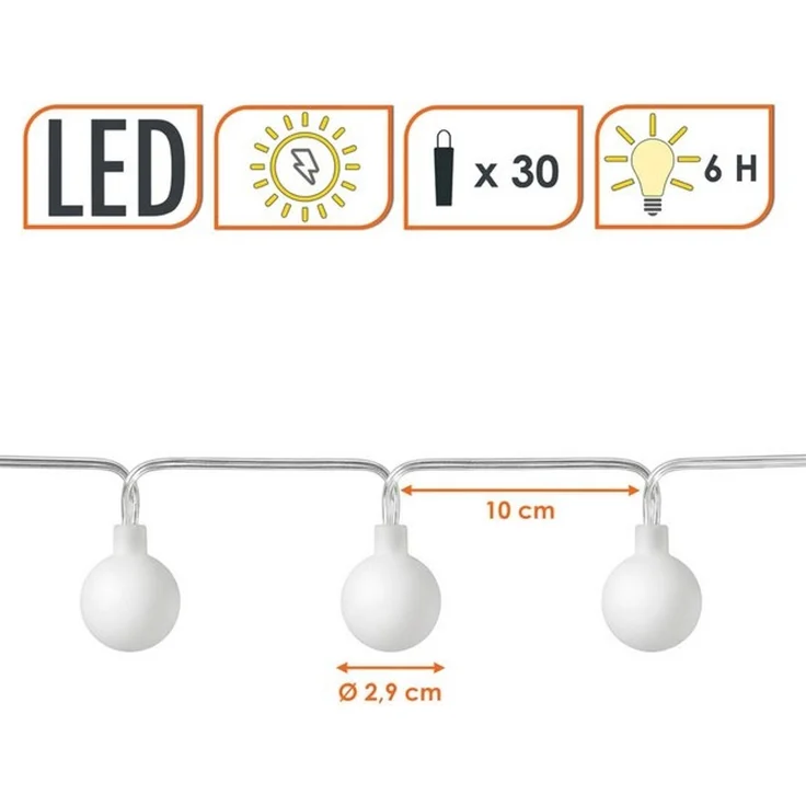 Spetebo LED-Lichterkette Lichterkette 290 cm für Außen mit 30 mini Kugeln, 30-flammig, Automatische Einschaltung bei Dämmerung – Bild 4