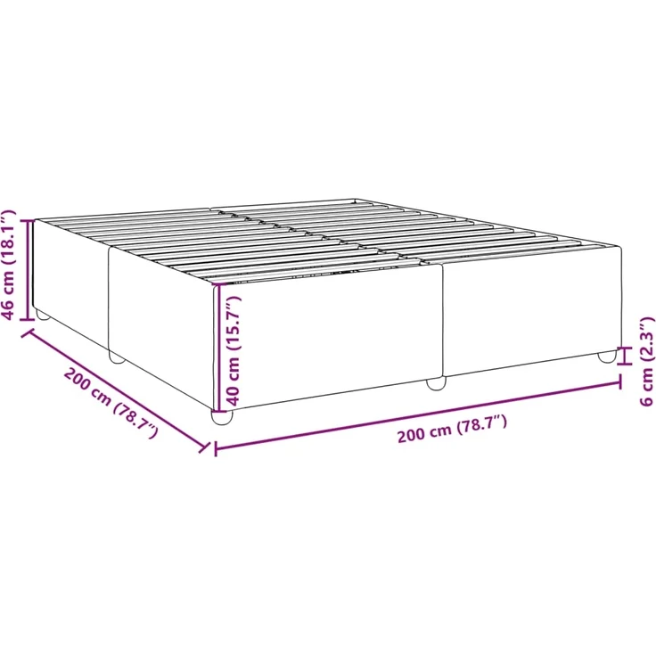 vidaXL Bettgestell ohne Matratze Blau 200x200 cm Stoff 3284763 – Bild 3