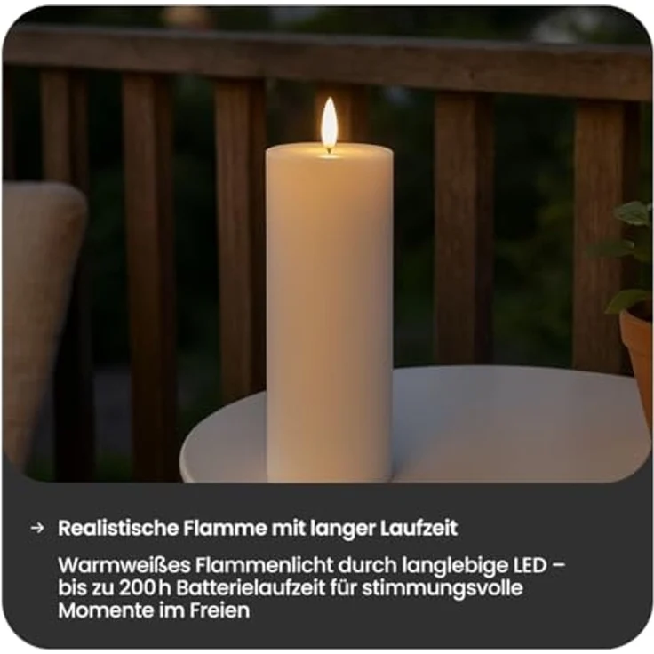 LED-Kerze ,Flamme Rak, outdoor, weiß, Dämmerungssensor, 32cm – Bild 6