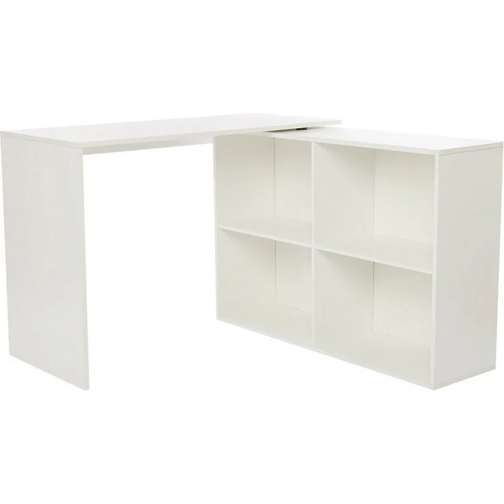 Mondeer Eckschreibtisch L-Computertisch, L-Förmig mit 4 Ablagen Umkehrbarer Links/Richtig, Weiß – Bild 5