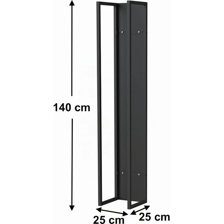 DanDiBo Kaminholzregal Innen Metall Schwarz Kaminholzständer 140 cm mit Rückwand an der Wand Hängend 96539 Holzkorb Kaminholzhalter Holzregal – Bild 2