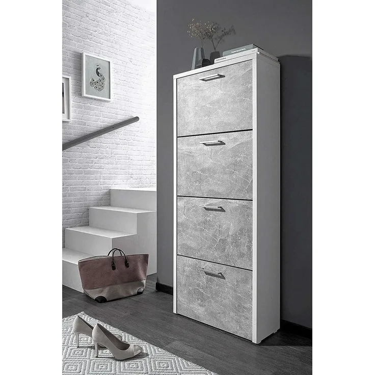 moebel-dich-auf Schuhkipper FULDA 2 (Schuhschrank Schuhregal Schrank Garderobe), mit Doppelwalze