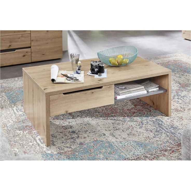 Couchtisch Melanie / Memphis, Holzfarben, 110 x 40 x 65 cm – Bild 3