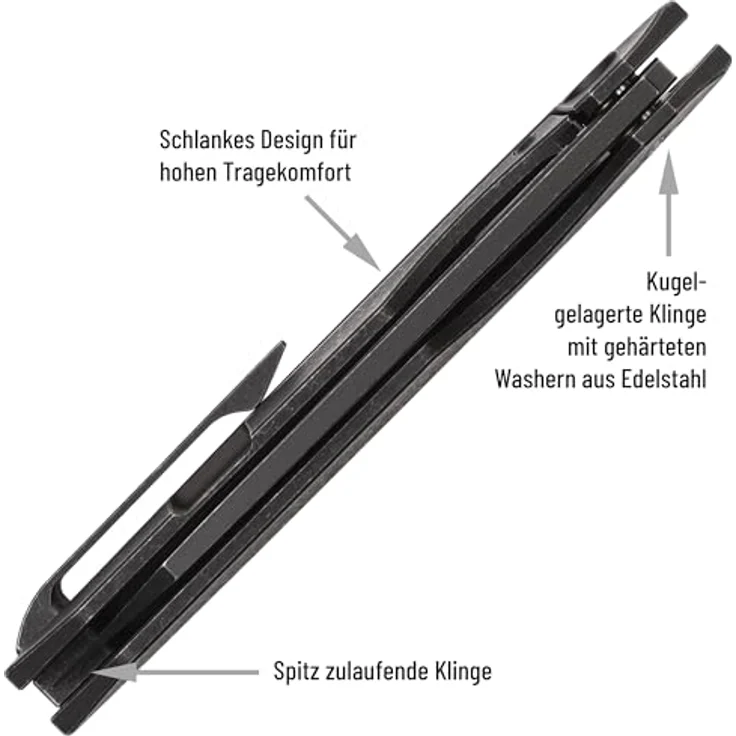 Berserk Blades BROK EDC Klappmesser, Wharncliffe Klinge aus CPM S35VN Stahl, 6AL4V Titan Griff, Blackwash Finish, 21,5 cm Gesamtlänge – Bild 5