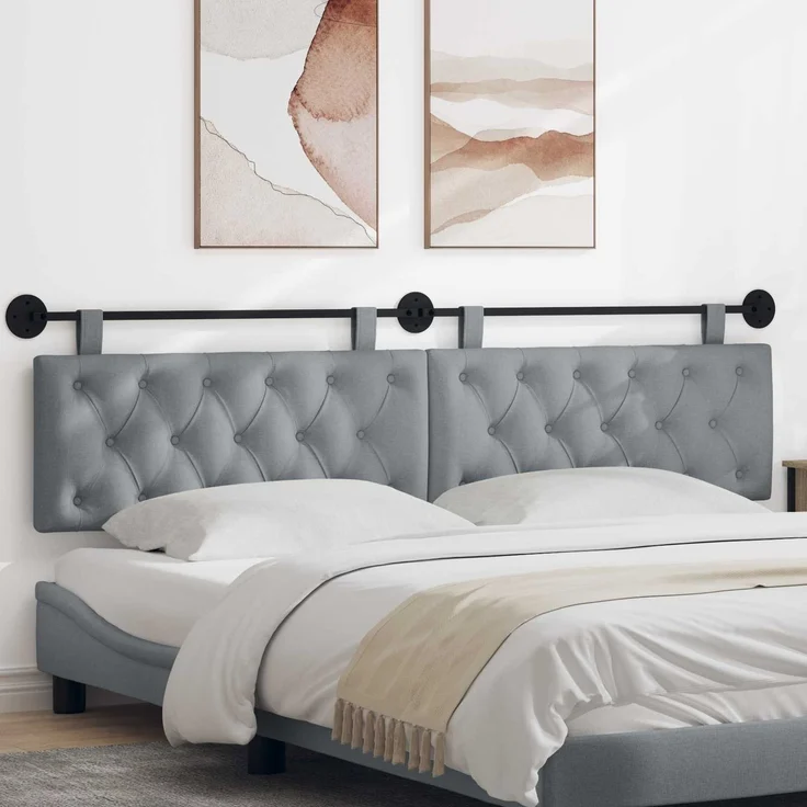 vidaXL Hängendes Kopfteil Hellgrau Stoff 7 x 210 x 55 cm – Bild 1
