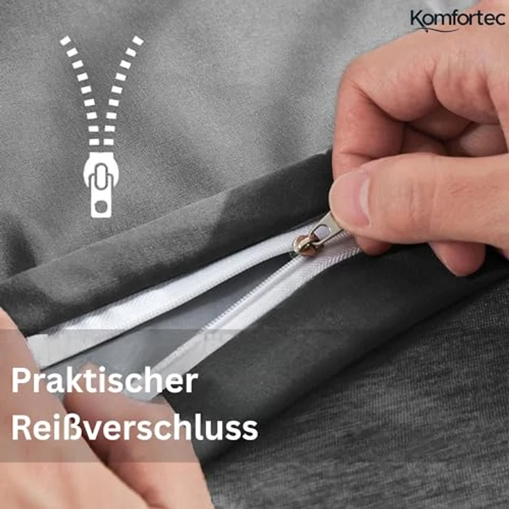 Komfortec Kissenbezug 40x40 2er Set - 100% Mikrofaser, Weich & Atmungsaktiv, mit Reißverschluss - Kopfkissenbezug - Waschbar & Pflegeleicht - Anthrazit – Bild 4