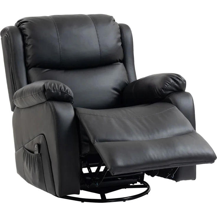 MELAYR, Massagesessel, Wärme- & Liegefunktion, Kunstleder, bis 150kg, 97x92x104cm, Schwarz – Bild 2