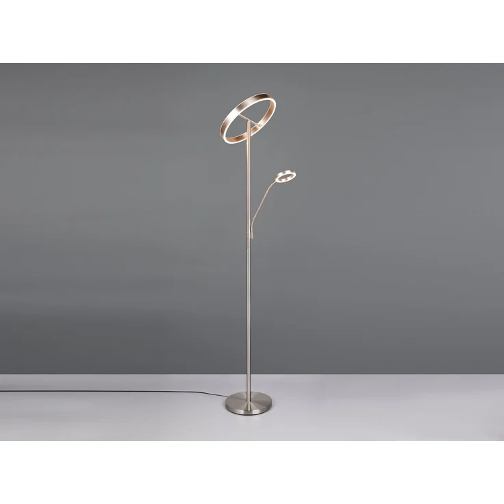 LED Stehlampe WILLIS Silber mit Leselampe, dimmbar & 3 Lichtfarben, 180cm groß – Bild 6