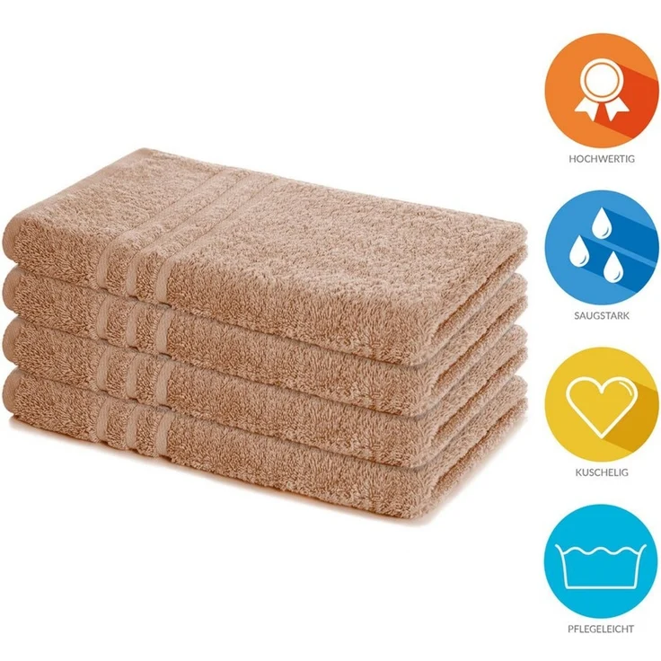 Lavea Handtuch Lavea® 4er Set Handtücher 50x100 cm, Elena Frottiererie, 100% Baumwolle (4er Set), 500 g/m² Frottier, weich & saugstark, pflegeleicht – Bild 2