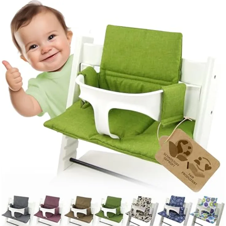 Ersatzbezug Sitzkissen kompatibel mit Stokke Tripp Trapp (org. hellgrün) | Bezug Kissen-Set Sitzverkleinerer, Mod. 2