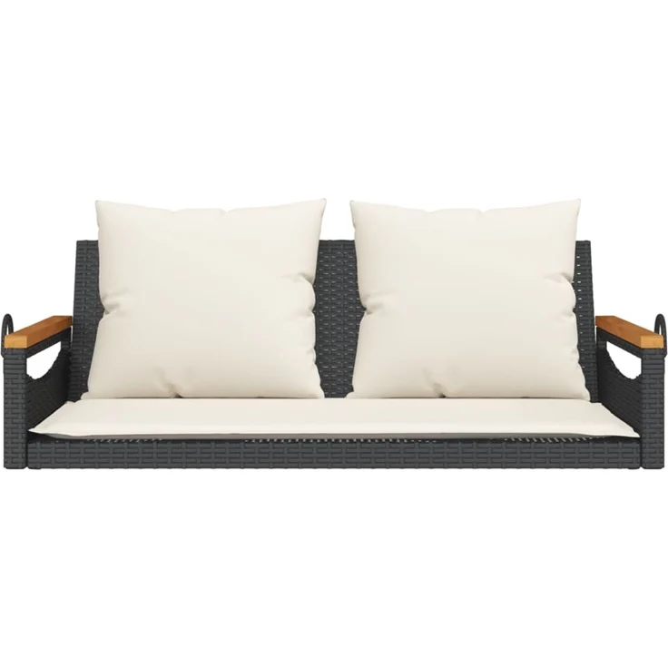 vidaXL Hängebank mit Kissen Schwarz 109x62x40 cm Poly Rattan 368146 – Bild 4