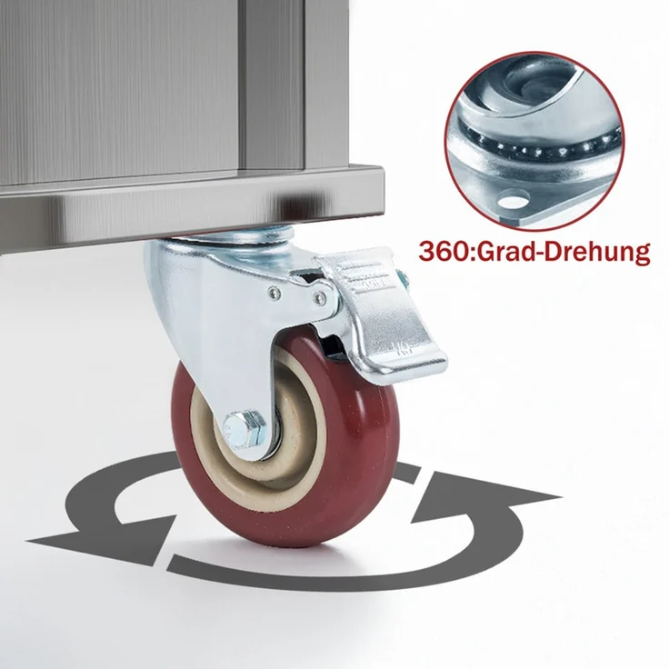 Home Nature Wohnkonzept Schwerlast Lenkrollen 100mm mit Bremse 360° drehbar 300 kg Tragkraft, 4 Stück geräuscharm Rollen für Möbel Industrie – Bild 5