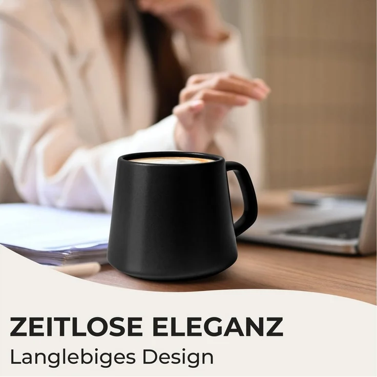 MiaMio Tasse Luxe Kaffeebecher 420 ml Schwarz, 4-tlg, Keramik – Bild 4