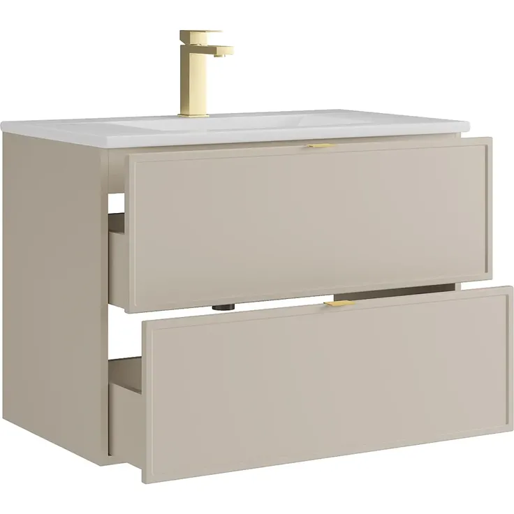 Vente-unique - ONDIL Waschbeckenmöbel Holz, Platte Beige - B 45 cm x H 60 cm x L 80 cm – Bild 3