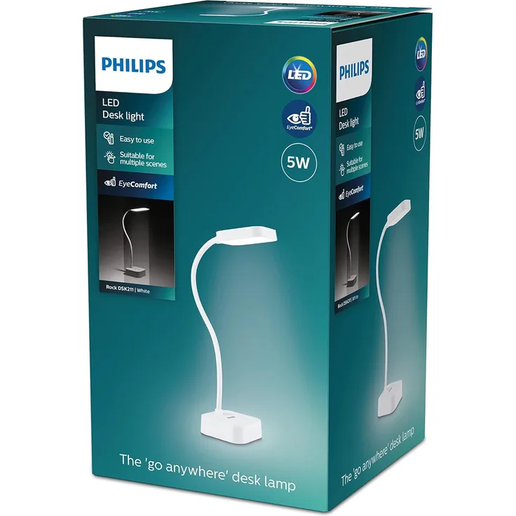 Philips LED Rock tragbare Tischleuchte, Weiß