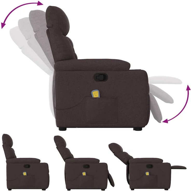 vidaXL Massagesessel mit Aufstehhilfe Dunkelbraun Stoff 3303047 – Bild 9