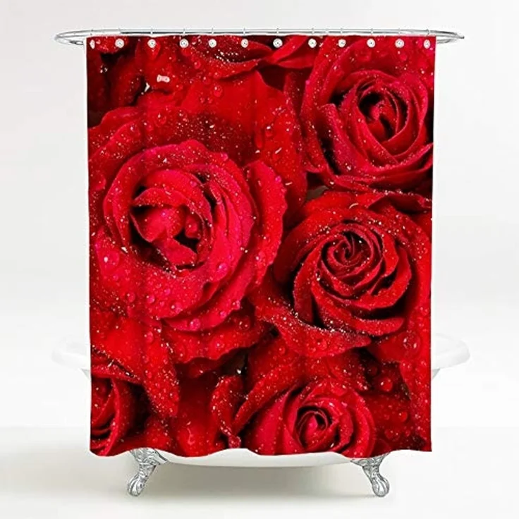 Sanilo Duschvorhang Rosen 180x200 cm, 100% wasserdicht, Anti-Schimmel-Effekt, hochwertige Qualität – Bild 1