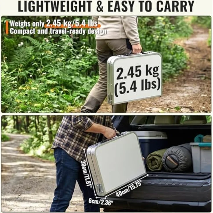 Velway Campingtisch Klappbar Höhenverstellbar 60x40cm – Bild 4