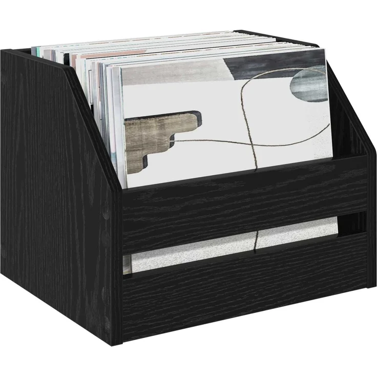 vidaXL Vinyl Album Box Schwarz Eichen-Optik 38 x 30 x 29 cm 8012812 – Bild 3