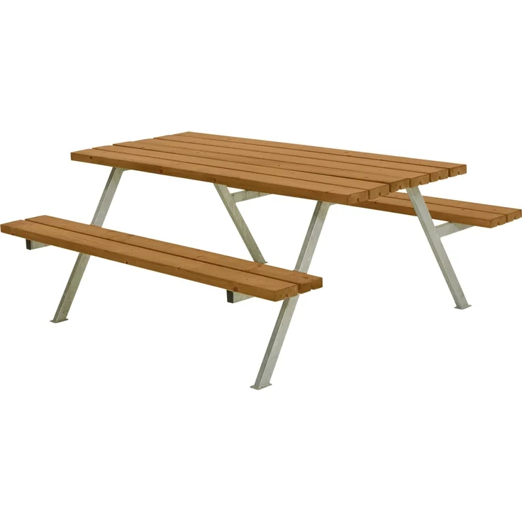 Plus Picknicktisch Alpha Stahl-Holz 177 x 185 x 73 cm teak – Bild 1