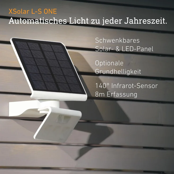 Steinel 'Xsolar L-S ONE' LED-Außenwandleuchte mit 140° Bewegungsmelder, Kunststoff weiß, 2500 mAh – Bild 5