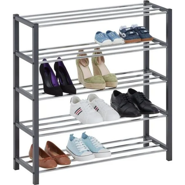 IDIMEX Schuhregal DUBLIN, Schuhständer mit 5 Ablagen, 80cm breit Schuhaufbewahrung Metall grau – Bild 2