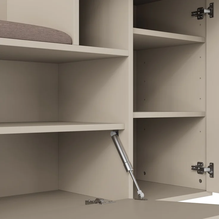 Flurschrank 110x37x185.5cm mit Sitzfläche,Soft-Close,verstellbaren Regalen,Spiegel,Haken,Schubladen,Stauraum,Beige & Creme – Bild 9