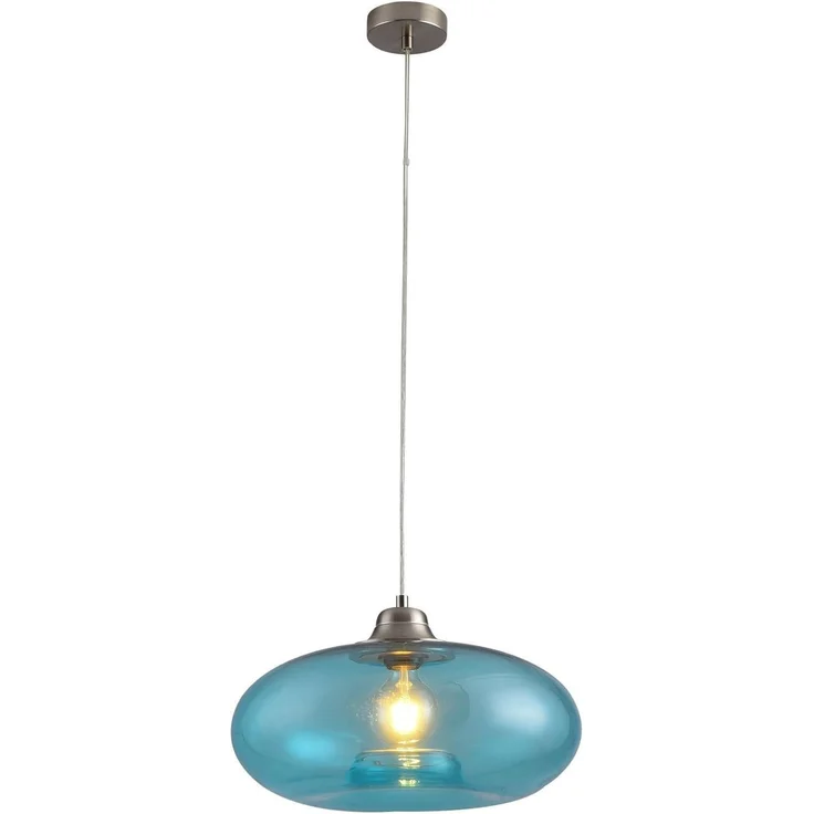 Pendelleuchte LA BURBUJA 20501 Ø40CM – Elegantes Glasblau für Ihr Zuhause, 1-flammig, E27, Mattes Nickel – Bild 1