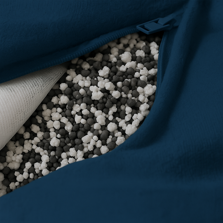 AD.CON Sitzsack mit Füllung, Marineblau, 120 x 120 x 60 350L, Styropor-Regranulat – Bild 6