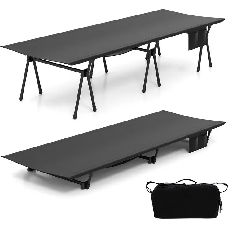 COSTWAY Feldbett 2-in-1 höhenverstellbares Campingbett mit Erweiterungen