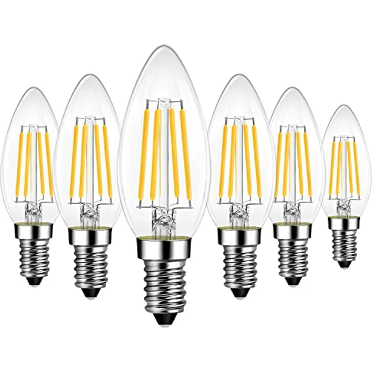 LVWIT E14 LED Warmweiß 7W, Kerzenlampe für Kronleuchter, Filament Glühbirne Kerzeform E14 1055LM 2700K, ersetzt 75W Halogenlampen, Classic Glühfaden, Nicht Dimmbar, 6er Pack – Bild 2