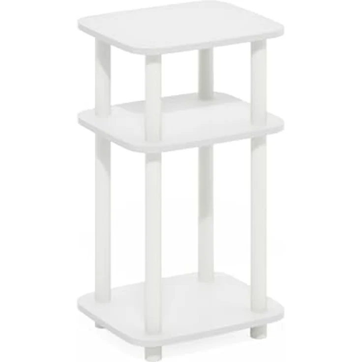 Furinno Just 3-stöckiger Turn-N-Tube Kurviger Beistelltisch, Beistelltisch, 1-Pack, Weiß/Weiß – Bild 5