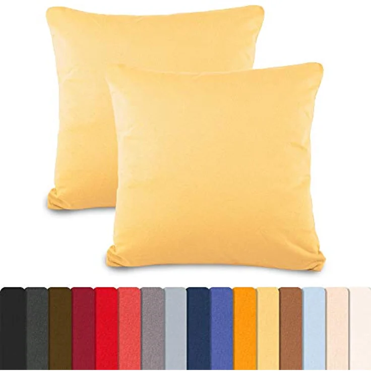 aqua-textil Kissenbezüge Classic Line Kissenbezüge Kissenhüllen 2er Set 45x45cm cremegelb – Bild 3