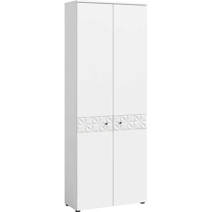 Xonox Prisma Garderobenschrank (B/H/T 70/192/35 cm) in weiß Nb und Hochglanz absetzungen