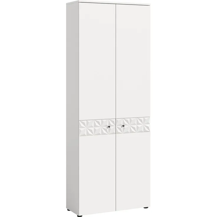 Xonox Prisma Garderobenschrank (B/H/T 70/192/35 cm) in weiß Nb und Hochglanz absetzungen