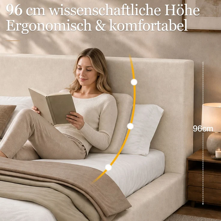 Polsterbett, Doppelbett,160 x 200cm, Bett mit Lattenrost, gepolstertes Kopfteil, Beige Chenille – Bild 5