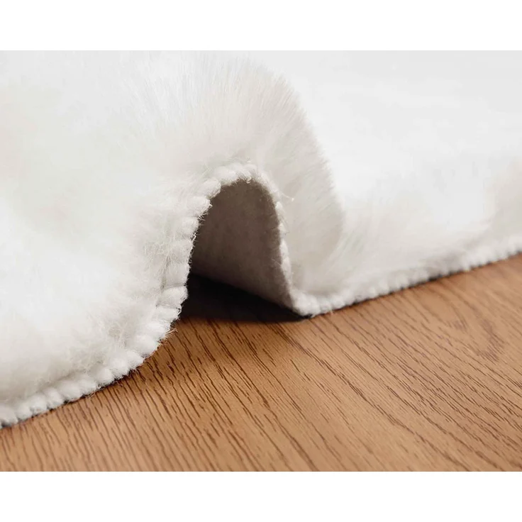 vidaXL Rutschfester Kunstfellteppich Olite Weiß 240 x 240 cm Polyester 42021622 – Bild 4