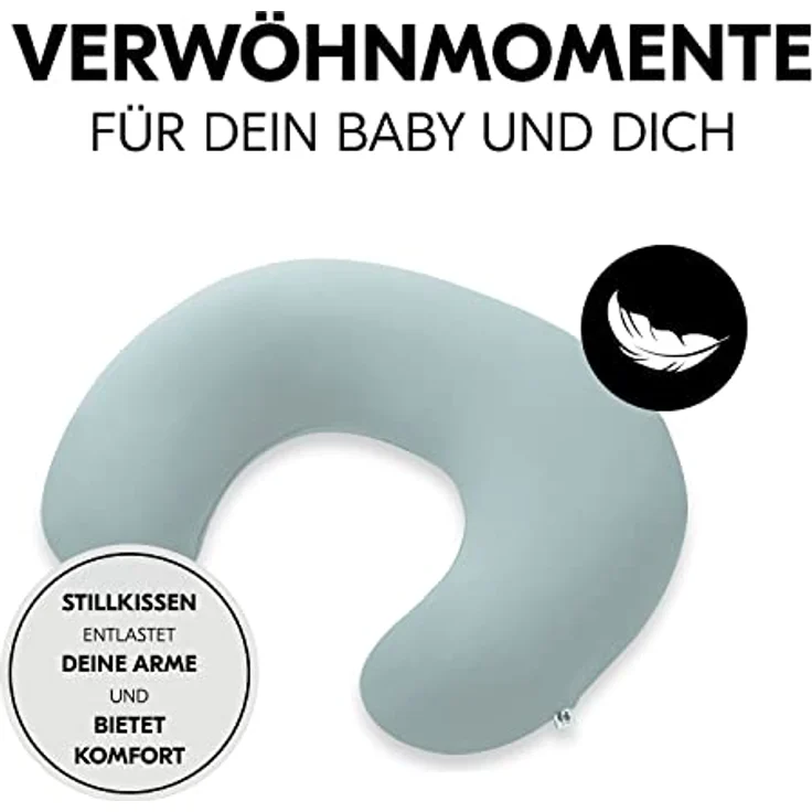 Hauck Nurse N Feed Stillkissen mit Mikroperlenfüllung, Eukalyptus, 140 cm, OEKO-TEX® STANDARD 100, waschbar und pflegeleicht – Bild 2