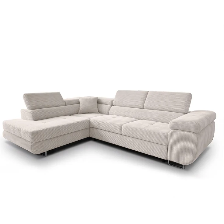 AX LIVING Konak Cord-Ecksofa L Cremeweiß 276 cm breit mit Bettkasten & Kopfstützen – Bild 7